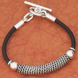 Leather and .925 Sterling Silver Bracelet